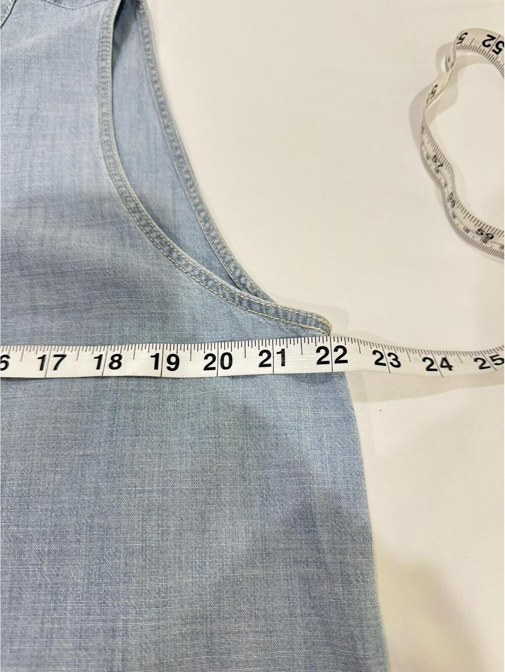Madewell Lace-Up Boho Chambray Coastal Shift Dress Light Wash Blue XL - Picture 7 of 9
